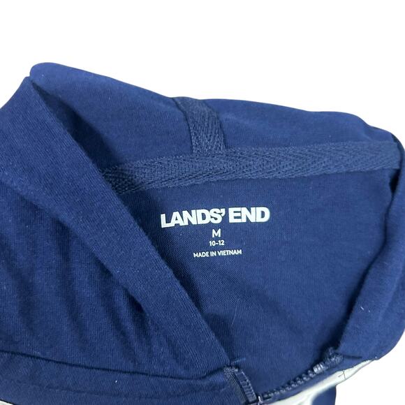 Coastal chic hoodie tunic dress Lands’ End‎ navy cotton embroidered size M - Picture 6 of 9